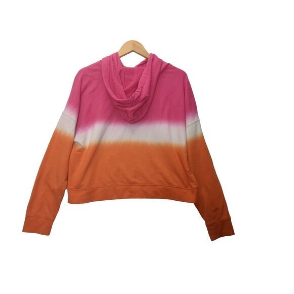 Calvin Klein Hoodie Sweatshirt Womens M Pullover Dip Dye Logo Pink Orange White - Picture 2 of 7